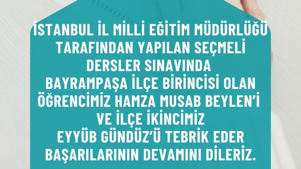 SEÇMELİ DERSLER YARIŞMASINDA BAYRAMPAŞA 1.Sİ OLDUK.